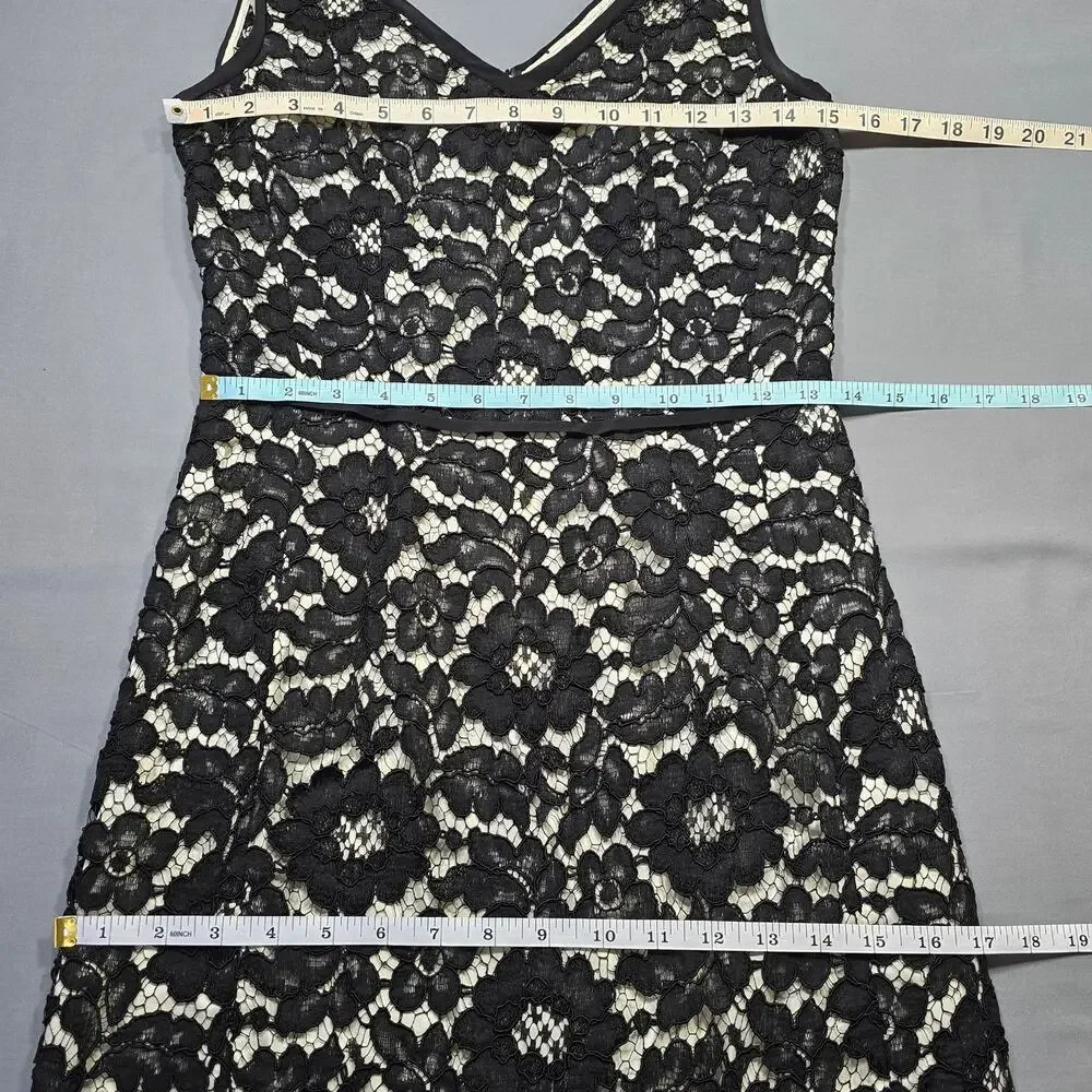 Moschino Back Floral Lace Mini Dress Sleeveless V-Neck Lined Women's Size 4 Zip - Picture 5 of 9